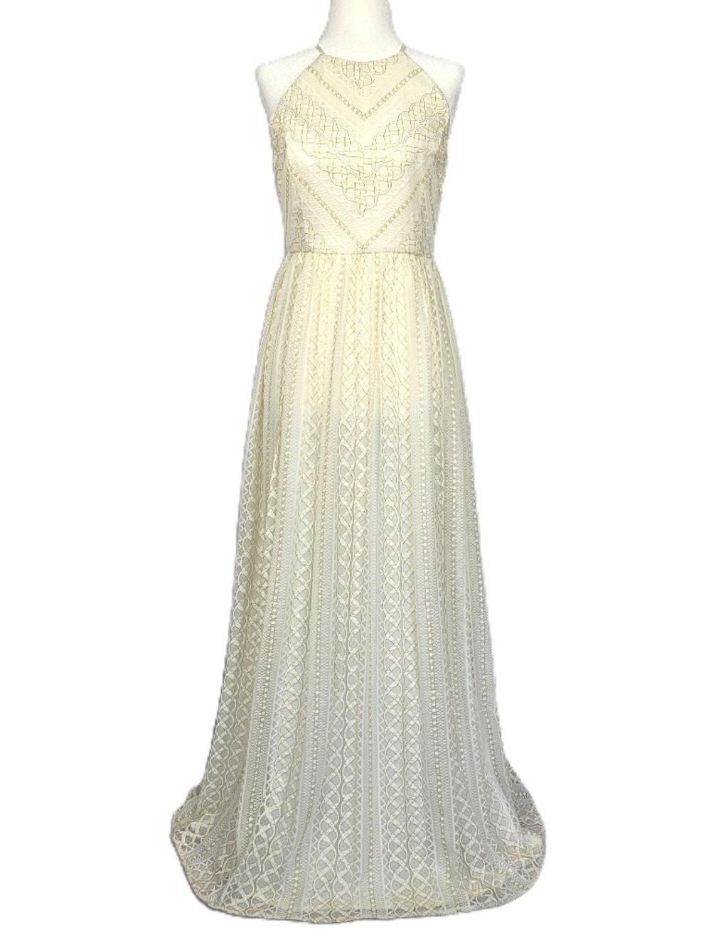 Gianni Bini Lace Bridal Gown | Ivory Gold | Boho Maxi | Size 2